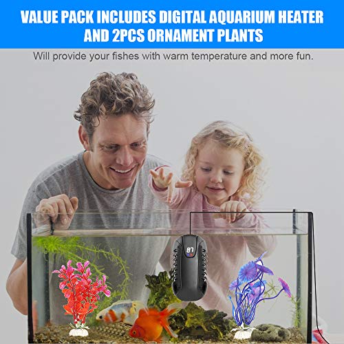 Smart Submersible Aquarium Heater, 200W Mini Fish Tank Heaters with Digital LED Temperature Display& Suction Cup -External Safety Temperature Regulator for 10-50 Gallon Fish/Turtle Tank