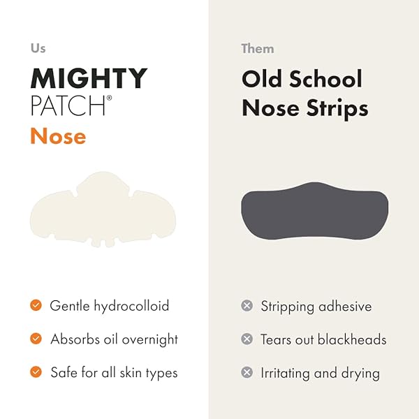 MIGHTY PATCHES FOR NOSE PORES FROM HERO COSMETICS – XL HYDROCOLLOID PIMPLES, ZITS AND OIL – DERMATOLOGIST-APPROVED OVERNIGHT PORE STRIPS TO ABSORB ACNE NOSE GUNK (10 COUNT)