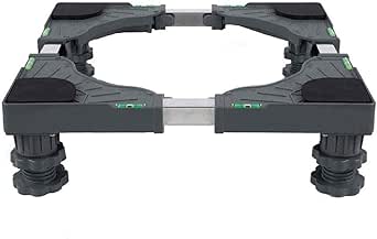 YULEMY Universal Mobile Base Dorm Fridge Stand Washing Machine Base with 4 Strong Feet Multi-Functional Movable Adjustable Base for Dryer, Washing Machine and Mini Refrigerator (grey)