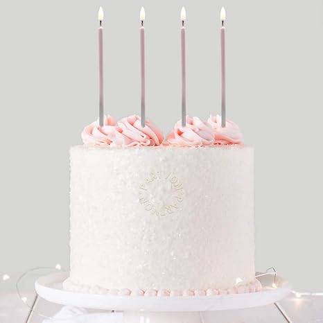 Amazon Com Long Thin Birthday Party Cake Candles 24 Count Gradient Metallic Pink Silver Celebration Candles Luxurious Anniversary Wedding Baby Shower Cupcake Sparklers Decoration For Women Home Improvement