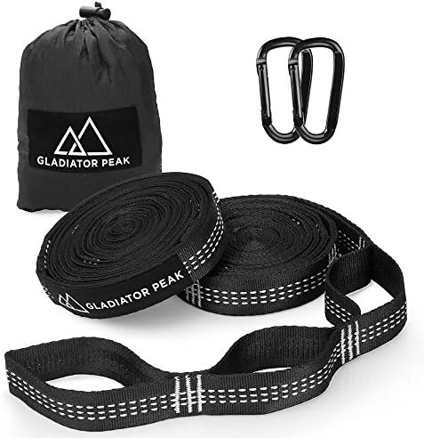 Gladiator Peak Hammock Straps, Hammock Tree Straps Set, Extra Long Lightweight Hammock Straps With Adjustable Loops,No Stretch Polyester,Tree Friendly,Quick&Easy Setup Best Suspension System (White)