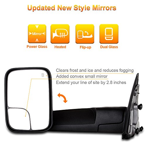 image for SCITOO Side MIrror fit Dodge Tow Mirror Driver Side Rear View Mirror 2