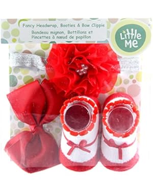 Baby Fancy Headwrap Booties and Bow Clippie - Red