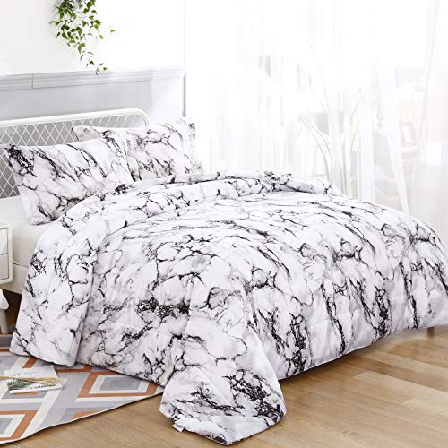 Marble Comforter Set Queen Clearly White Grey Marble Printed Bedding