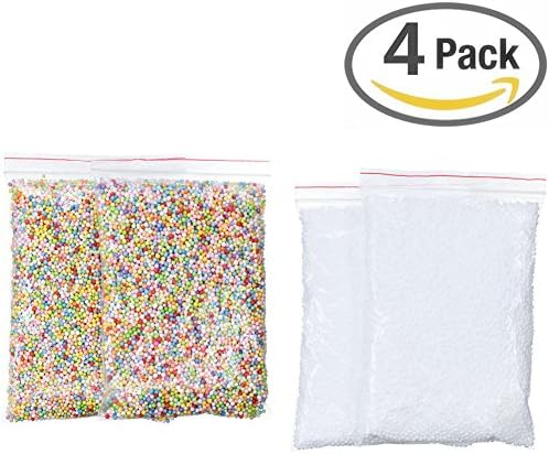 Foam Beads for DIY and Slime Supplies – Craft Styrofoam Beads Balls 0.1-0.18 inch(40000pcs) for Kids Homemade Slime, Home Decorative, Wedding and Party Decorations (4 Pack)