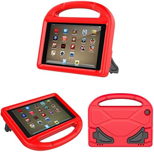 Fire HD 8 Tablet Case,Koantree Kid-Proof Shockproof Protective Stand Cover Case for Amazon Fire 7 Inch Tablet (7th Generation,2017 Release) or (6th Gen,2016 Release) (Red)