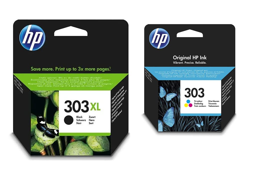 Original HP 303XL High Capacity Black (T6N04AE) & HP 303 Standard Capacity Colour (T6N01AE) Ink Cartridge Multipack