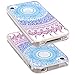 iPhone 4 Case, JAHOLAN Flower Clear Edge TPU Soft Case Rubber Silicone Skin Cover for iPhone 4 4s - Blue Purple Tribal Mandala