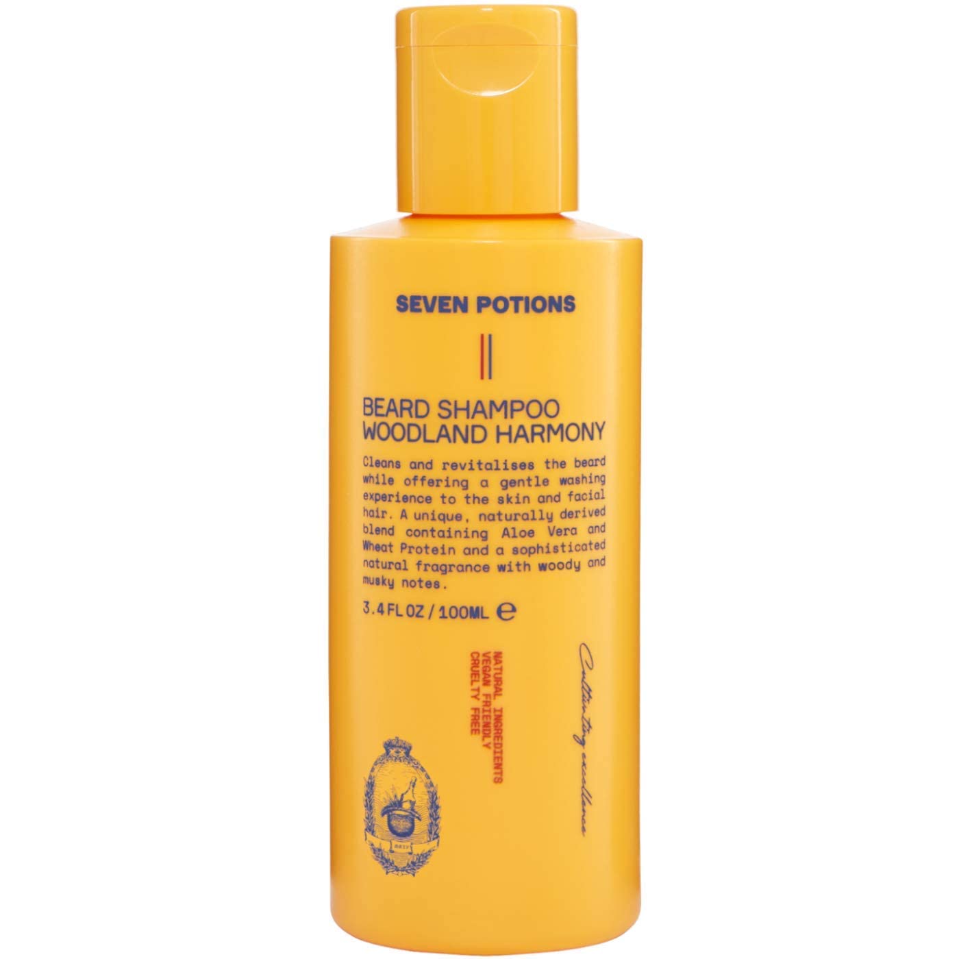 Seven Potions Beard Shampoo for Men — Gentle, Cleansing Wash for a Clean Beard with No Itch — Natural, Vegan, Cruelty Free — Woodland Harmony (100ml)