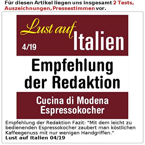 Cucina di Modena Espressokocher: Espresso-Kocher für 6 Tassen, für Gas, Elektro-Herd und Ceran-Feld (Mokkakanne) – Bild 7