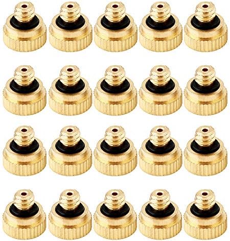 Scorpiuse 20 Pack Brass Misting Nozzles for Cooling System Greenhouse Landscaping Dust Control Irrigating System 0.012" 10/24 UNC (20 pack)