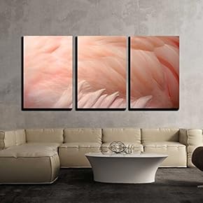 Pink Flamingo Feathers Delicate Soft for Background x3 Panels