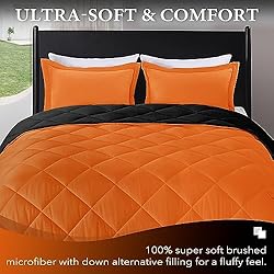 downluxe Queen Comforter Set - Orange and Black