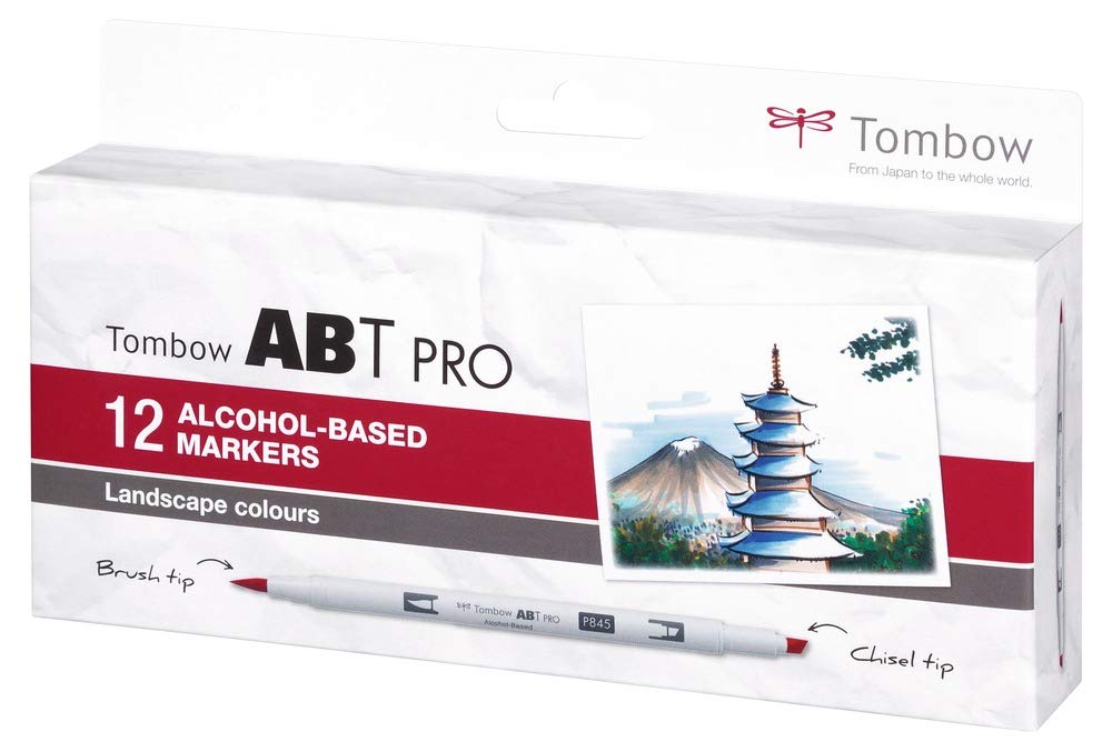 Tombow ABT PRO Alcohol-based Marker Pens Set of 12 - Landscape Colours