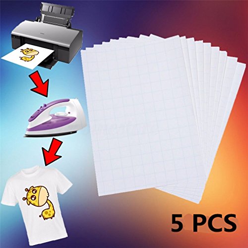 HS A4 Size Cotton Iron-on Transfer Paper T-shirt Transfers 5 Sheets/pack