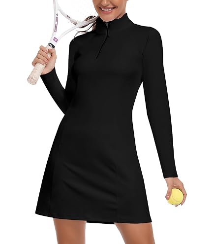 long golf dress WOWENY Women's Tennis Sleeve Dresses with Shorts Zip Front Golf Outfits UPF 50+ Workout Athletic Dresses Black XS at Amazon Women's Clothing store SWATCH_61883__LIGHT-YELLOW sleeve golf dresses INSTRUCTION LANGUAGE:English Alp N Rock Bianca