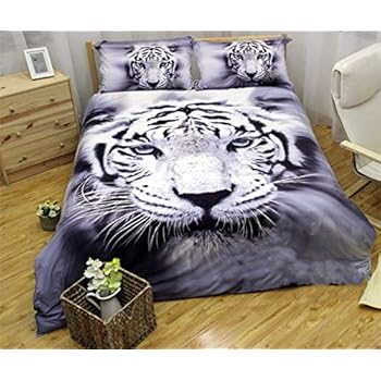 Amazon Com Tiger Duvet Cover 3d Animal White Tiger Printed
