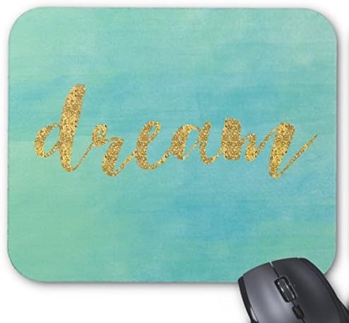 Aqua Mint Watercolor Gold Dream Mouse Pad