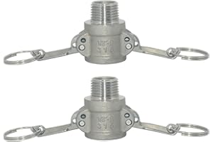 VARMHUS Male Pipe Threads x 1/2" Type B Trash Pump Adapter Female Camlock,Type B Hose Fitting,Stainless Steel 316