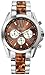 Fanmis Roman Numeral Silver Plated Metal Nylon Link Analog Disply Watch - Brown