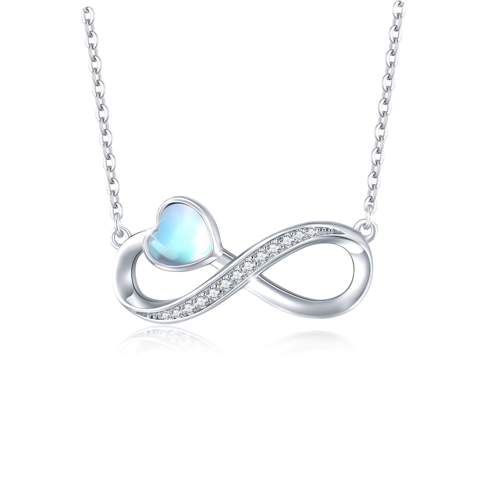 CUOKA MIRACLE Moonstone Pendant Necklace 925 Sterling Silver Infinity Pendant for Women Moonstone Infinity Jewellery Gifts for Girls Kids