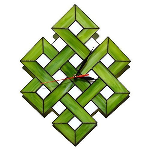 Celtic Shield Knot Stained Glass Wall Clock Green