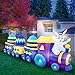Holidayana 12 Foot Inflatable Easter Bunny Train Decoration with Engine and 3 Cars, Includes Built-in Bulbs, Tie-Down Points, and Powerful Built in Fan
