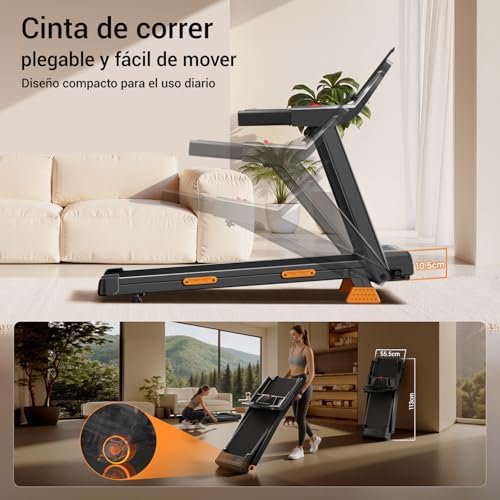 LONTEK Cinta de Correr Plegable con Inclinación 9%, Cinta de Andar Plegable 12KM/H,Caminadora Electrica para Casa Equipado con un Motor de 3,0 CV y Pantalla LED,Soporte 136KG