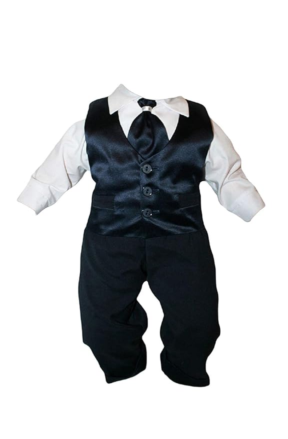 Taufanzug Baby Junge Kinder Hochzeit Anzüge Festanzug, 4tlg , Marineblau-Weiß K15