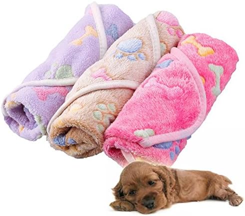 Indexu Cute Pattern Coral Fleece Design Cute Pet Paw Print Planket 6040cm &amp; Khaki