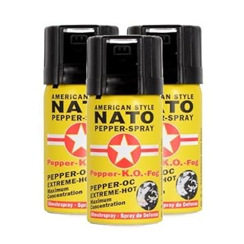 3x Pfefferspray a 50 ml KO-Spray Reizgas CS Gas Verteidigungsspray NATO Pepper Spray Tierabwehrspray