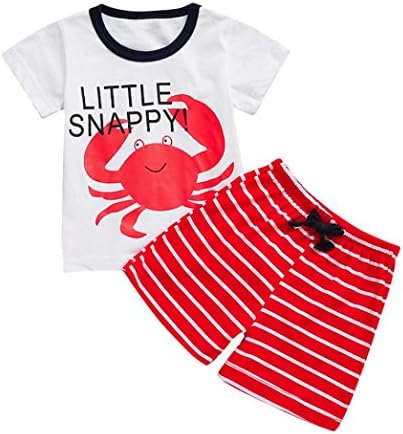 Hot Sale ! Boys Clothes,Kstare Summer Casual Cartoon T-Shirt +Beach Shorts Pants (12M-18M, Red -C)