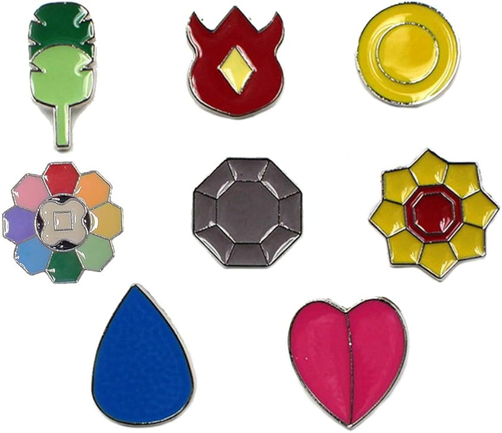 Pocket Monster Generation 1-6 Gym Badge Collection Box, Game collection Set of 8PCS, Gift for Boy and Girls (Generation 1): Clothing