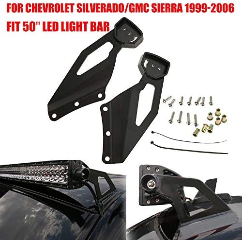 TTX-LIGHTING 50" Straight LED Light Bar Upper Windshield Mount Brackets for Chevrolet Silverado/GMC Sierra1999-2006