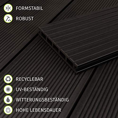 HORI® WPC-Terrassendiele Malta Anthrazit Hohlkammer I Komplettset inkl. 40x60 mm Unterkonstruktion & Clips I Fläche: 7… – Bild 3