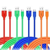 OKRAY 4 Pack Premium 6ft USB Charging Cable High Speed USB 2.0 A Male to Micro B Sync and Charge Cable Charge Cord for Android, Samsung, HTC, Motorola, Sony, Nokia, Power bank (Orange Red Green Blue)