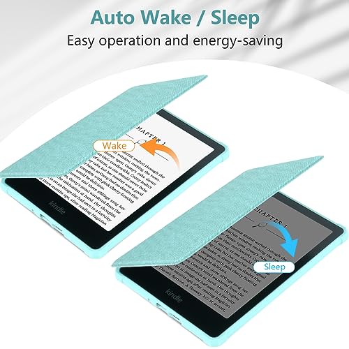 ZXA FOR KINDLE PAPERWHITE 11 GENERATION CASE WITH AUTO SLEEP WAKE & NEW PU LEATHER, COMPATIBLE WITH KINDLE PAPERWHITE 11TH GENERATION 6.8″ AND SIGNATURE EDITION 2021 RELEASED, DEEP BLUE
