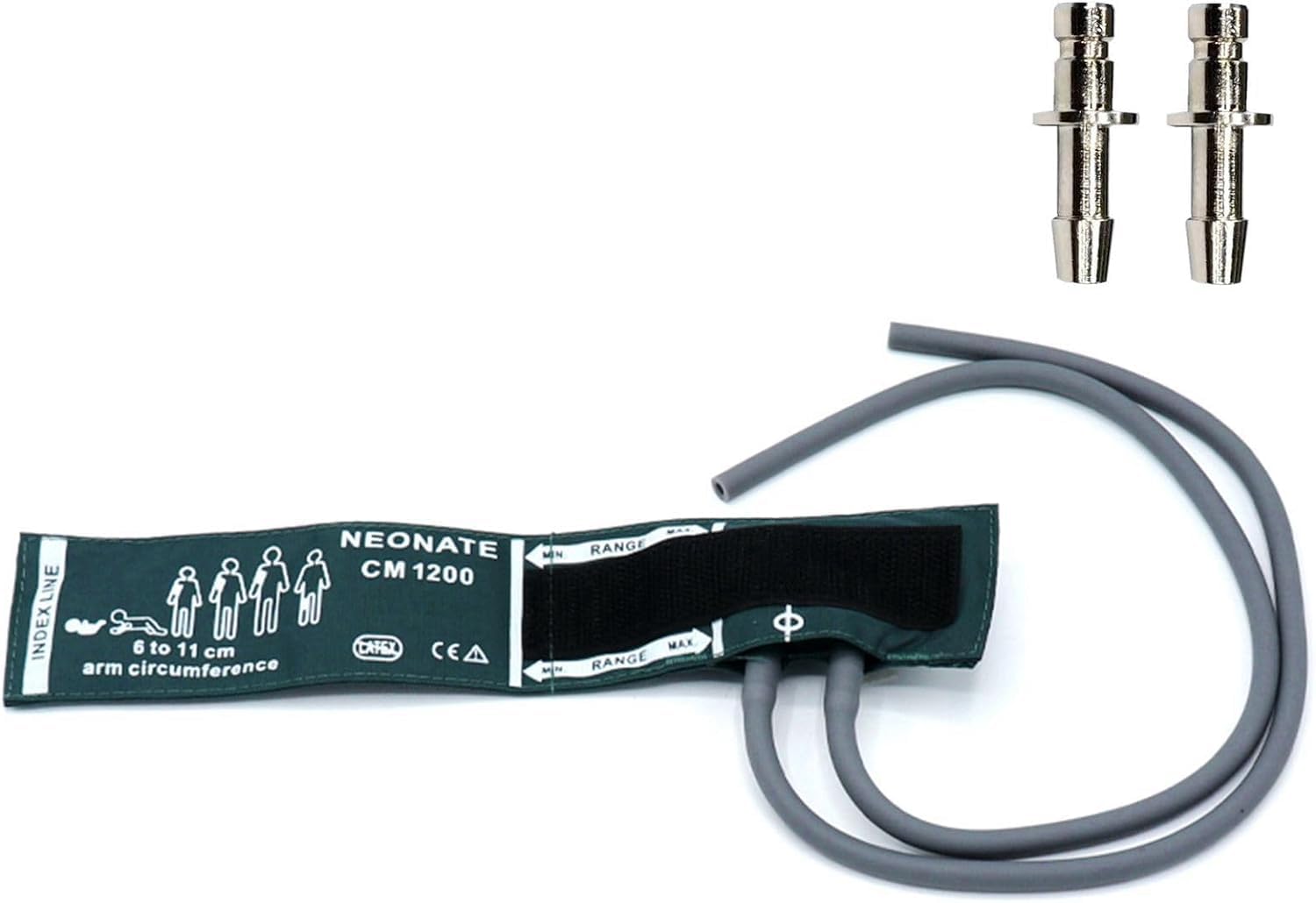 Universal NIBP Cuff with BP12 Connector for Neonate, 6-11 cm Reusable Dual Tube Nylon Replacement BP Cuff with Inner Airbag for Blood Pressure Monitor Machine