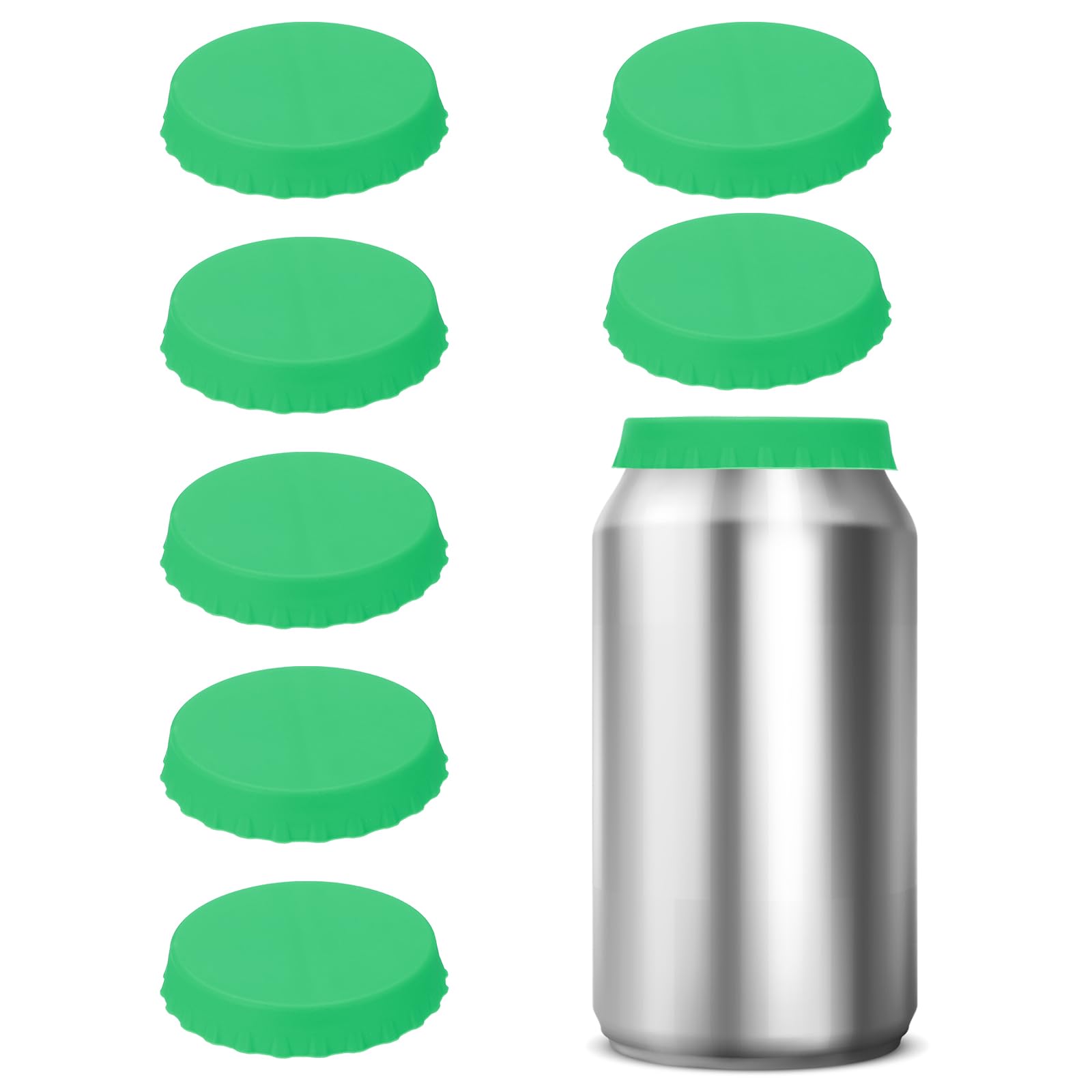 PATIKIL Silicone Soda Can Lids, 8 Pack Reusable Soda Can Cover Stopper Protector for Beer Drink Juice Beverage, Fits Standard Cans, Green