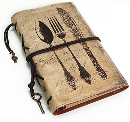 NectaRoy Retro Vintage Leather Writing Journal Notebook, European Style Spiral Bound Loose-leaf Refillable Daily Sketchbook Diary Traveler with Blank Inserts and Zipper Pocket, 188x142mm
