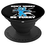 Funny Cute Blue Fursuit Wolf Don't Worry Be Furry