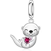 Cute Otter Charm for Bracelet - 925 Sterling Silver Animal Bead for Bracelets Making Unique Otter Heart Gifts Jewelry for Animal Lovers for Women Men