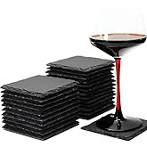 24 Pack 4 x 4 Inch Gorgeous Black Slate Stone Coasters Bulk Square Slate Stone Cup Coaster for Drink Bar Kitchen Home, Handmade Natural Rough Edge, Set of 24