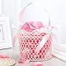 Unomor Hand Knitting Flower Girl Basket, White Wedding Ceremony Basket with Satin Bowknot, Elegant Hollow Design, Perfect for Petals and Special Occasions