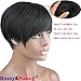 Rossy&Nancy 100% Real Virgin Remy Human Hair Free Part Short Stylish Wig with Bangs for Ladies Black Women