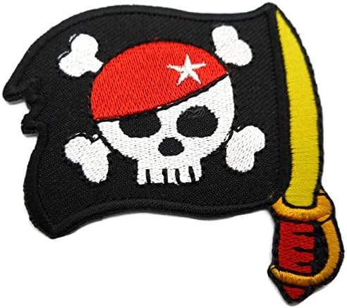 Clothes Sew Iron on Patch Boy Skull and Crossbones Embroidered