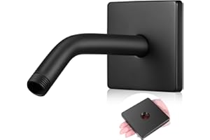 Lounsweer 3.5 Inch Shower Arm and Flange Wall Mount Replacement Shower Head Extension Extender Pipe Arm with 6 Inches Head(Black)