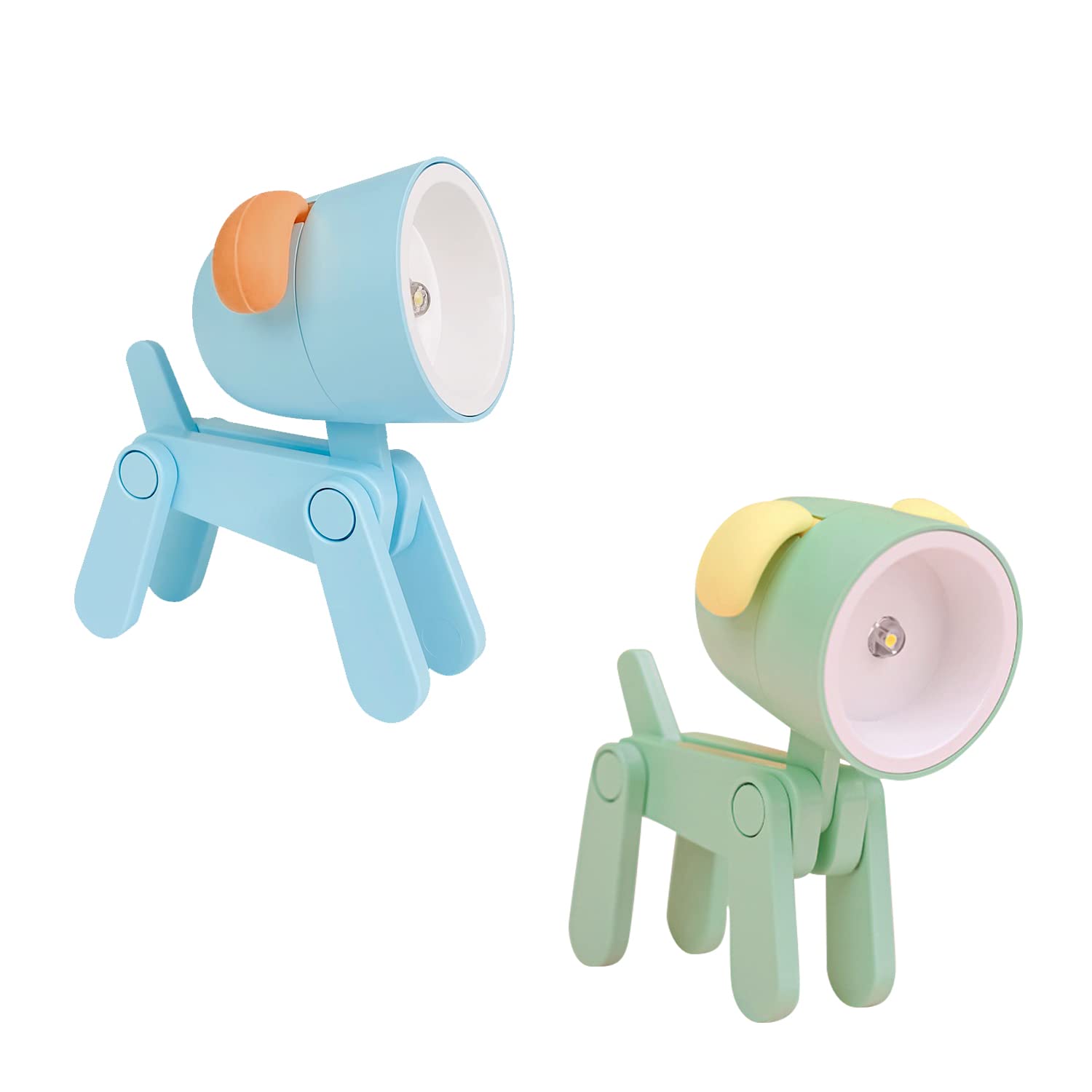 2 Cute Mini Puppy Night Lights; Portable Adjustable - Learn/Sleep Accessories
