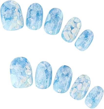 Amazon Co Jp ゆずネイル ネイルチップ ブルー系 夏 ハイファ マリン デート ドレス 結婚式 お呼ばれ ゲスト 海 E R Cblu ビューティー