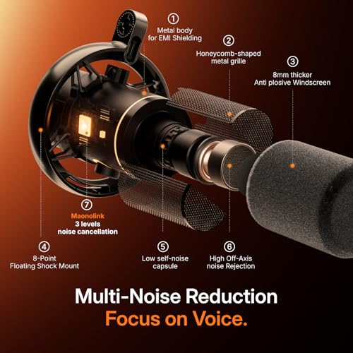 MAONO PD200W Hybrid Micrófono Inalámbrico USB/XLR para PC, Microfono Dinámico de Podcast, Gaming, Streaming, Creación de Contenido y Grabación Vocal en Estudio, con Software y Cancelación de Ruido